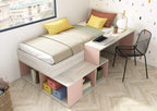Blake barneseng med oppbevaring og skrivebord 90x200 - Antique Pink