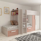 Melbourne køyeseng med skap og skuffer 90x200 - Antique Pink -  kan speilvendes!