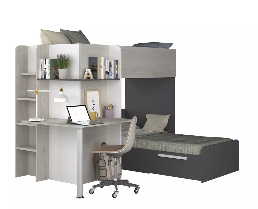 Palatino køyeseng med skrivebord - Shade - 90x190