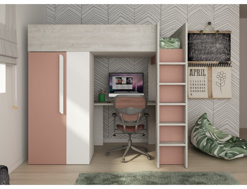 Trasman Studio Loftseng med Garderobe 90x200 - Antique Pink image