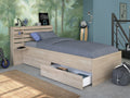Escale seng 90x200 med 2 skuffer i Japanese Oak