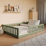 Montessori-seng MATI 140x200 – trygg og stilren barneseng i Olivengrønn - INTRODUKSJONSPRIS! image