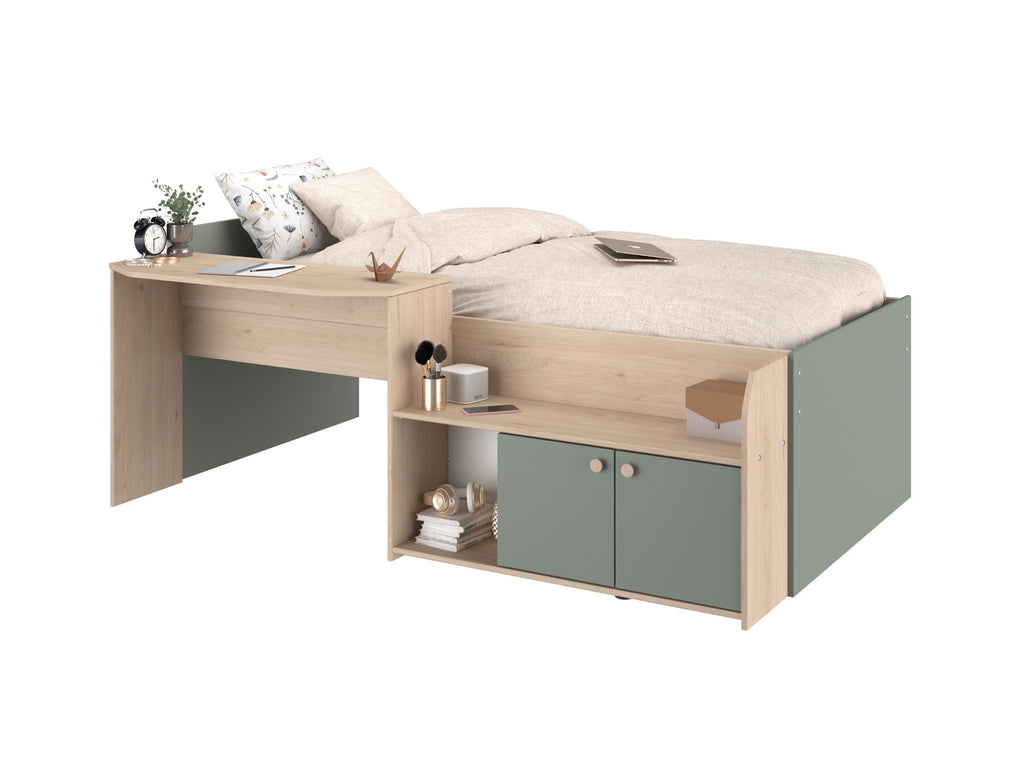 Halvhøy seng med skrivebord 90x200 - JADE