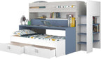 Sindre multifunksjonell loftseng med Skrivebord og Uttrekksseng - Smokey Blue