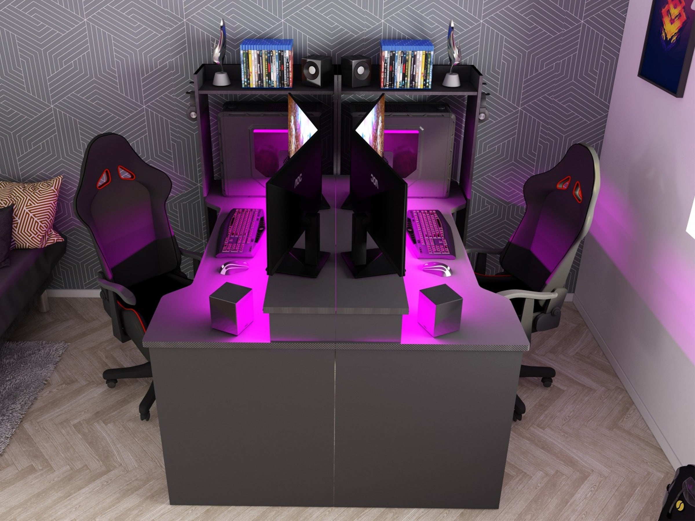 Gamingpult Z med LED og oppbevaringsplass