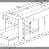 Køyeseng med garderobe og 2 skuffer - Fukisa (rosa-lilla) 90x190 image