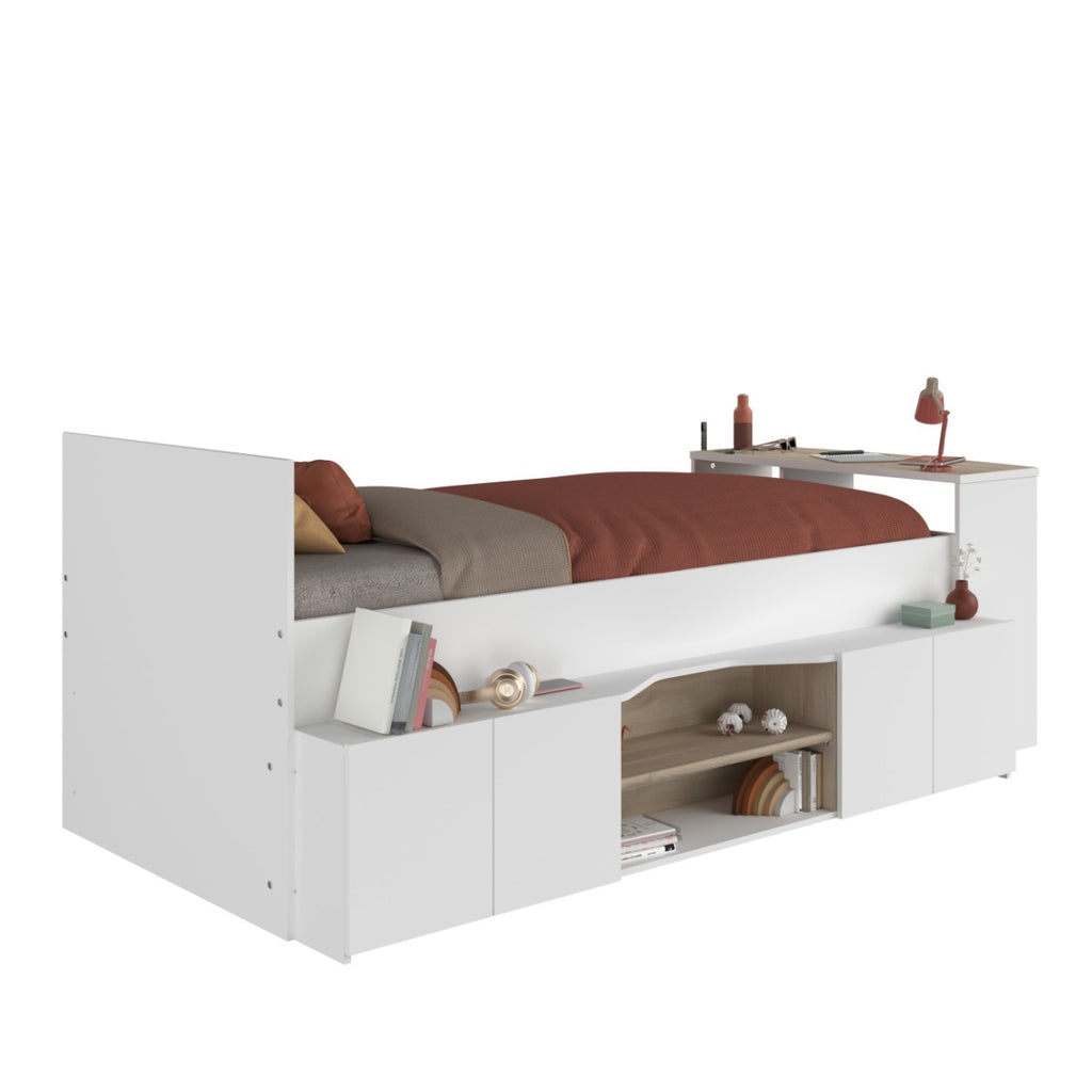 Cleo ungdomsseng 90x200 med skrivebord og hyller