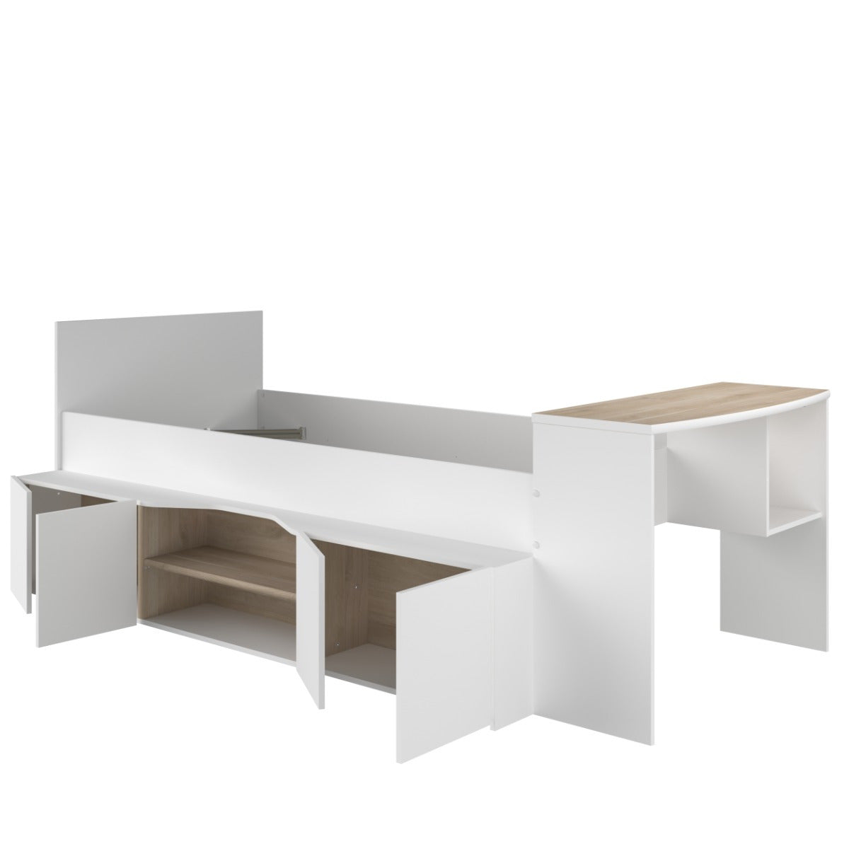 Cleo ungdomsseng 90x200 med skrivebord og hyller