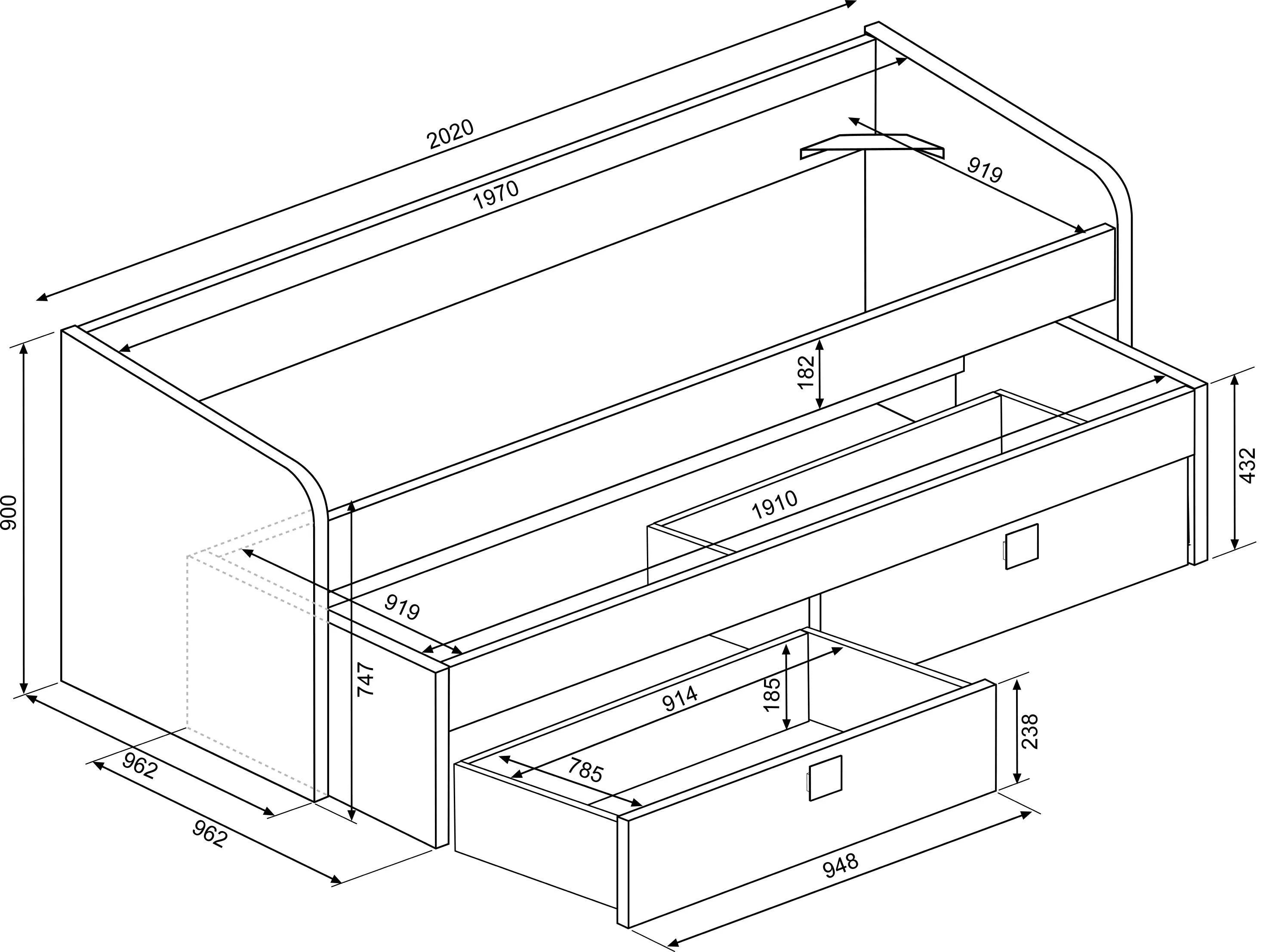 Julius multiseng 90x200 - Blå image