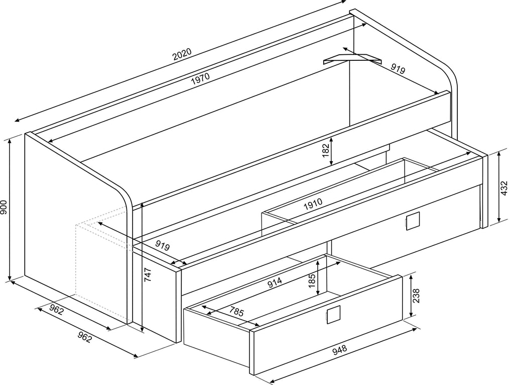 Julius multiseng 90x200 - Blå