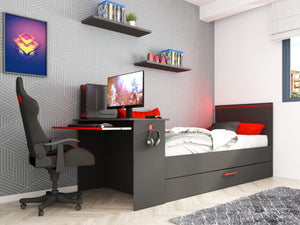 Magic gaming seng 90x200 med skrivebord og gjesteseng