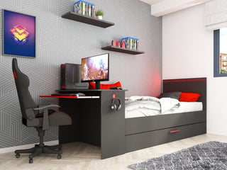Magic gaming seng 90x200 med skrivebord og gjesteseng