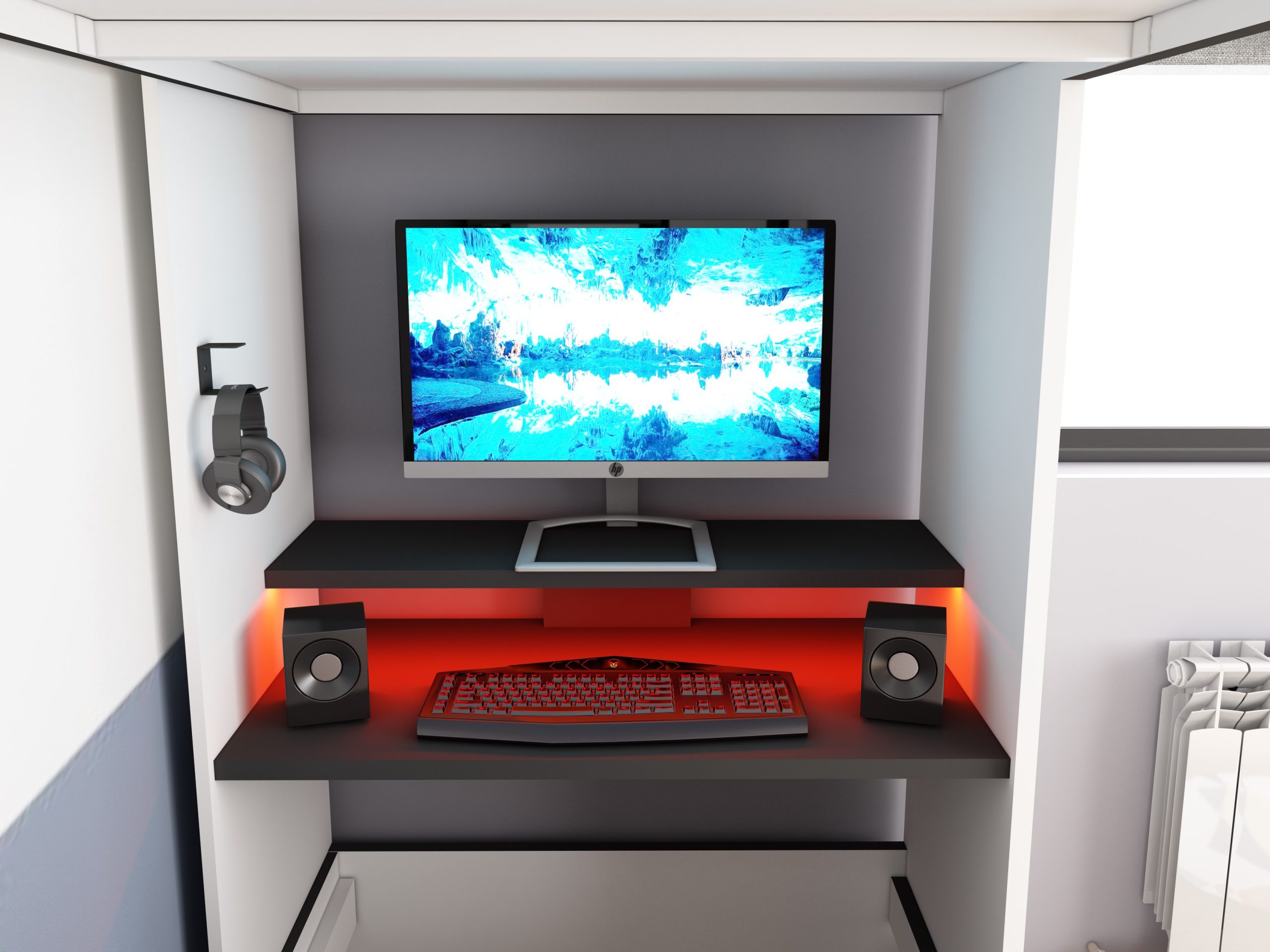 Gaming Loftseng med Skrivebord og LED – Perfekt for Gamere og Ungdom