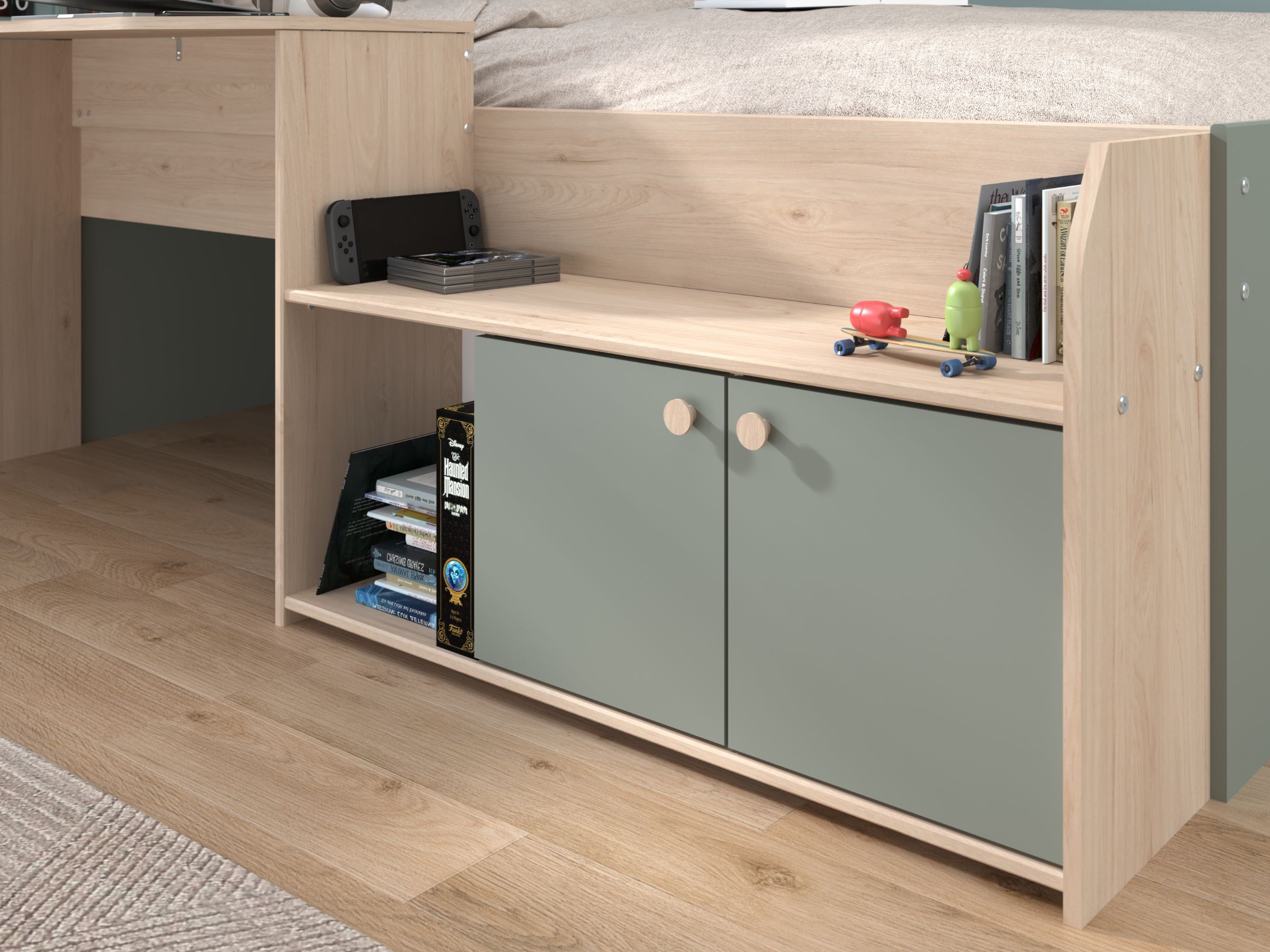 Halvhøy seng med skrivebord 90x200 - JADE image