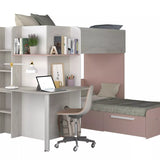 Palatino våningssäng med skrivbord - Antik Rosa - 90x190 image
