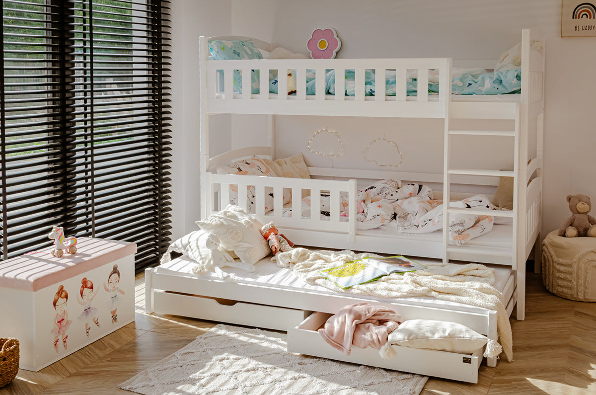 Blanka Køyeseng 90x200 – Uttrekkbar Gjesteseng og Oppbevaring - HVIT - INTRODUKSJONSPRIS image