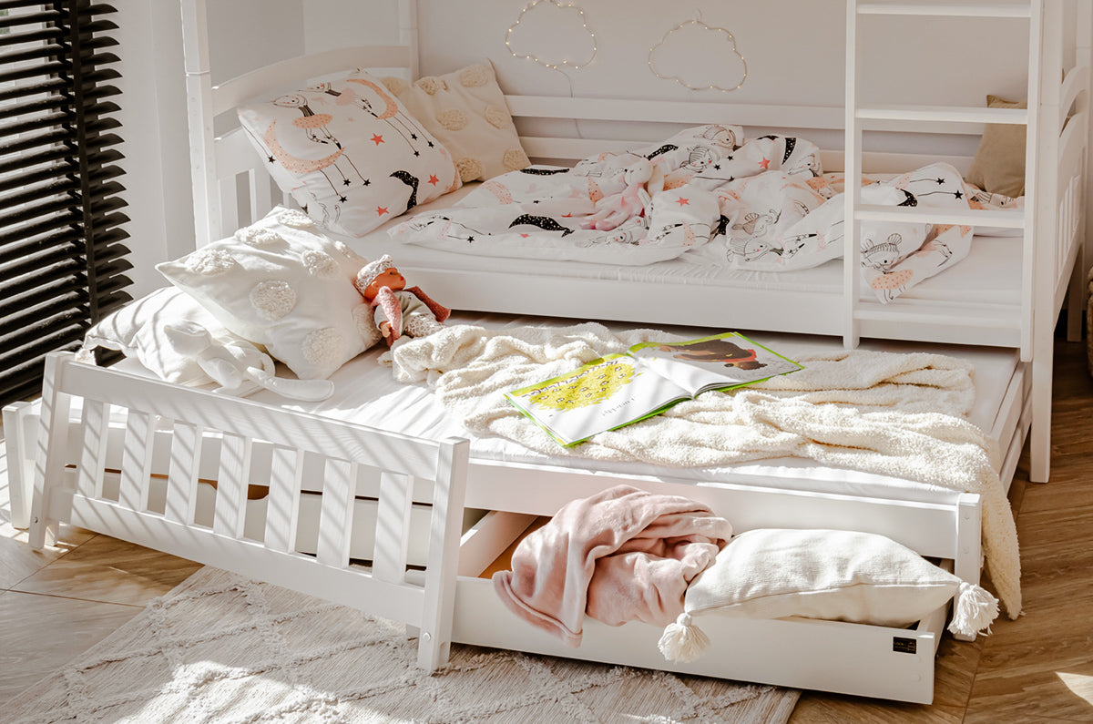 Blanka Køyeseng 90x200 – Uttrekkbar Gjesteseng og Oppbevaring - HVIT - INTRODUKSJONSPRIS image