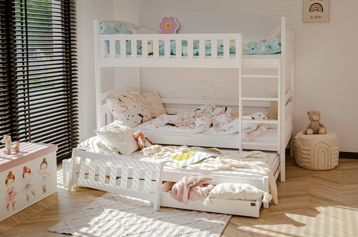 Blanka Køyeseng 90x200 – Uttrekkbar Gjesteseng og Oppbevaring - HVIT - INTRODUKSJONSPRIS image