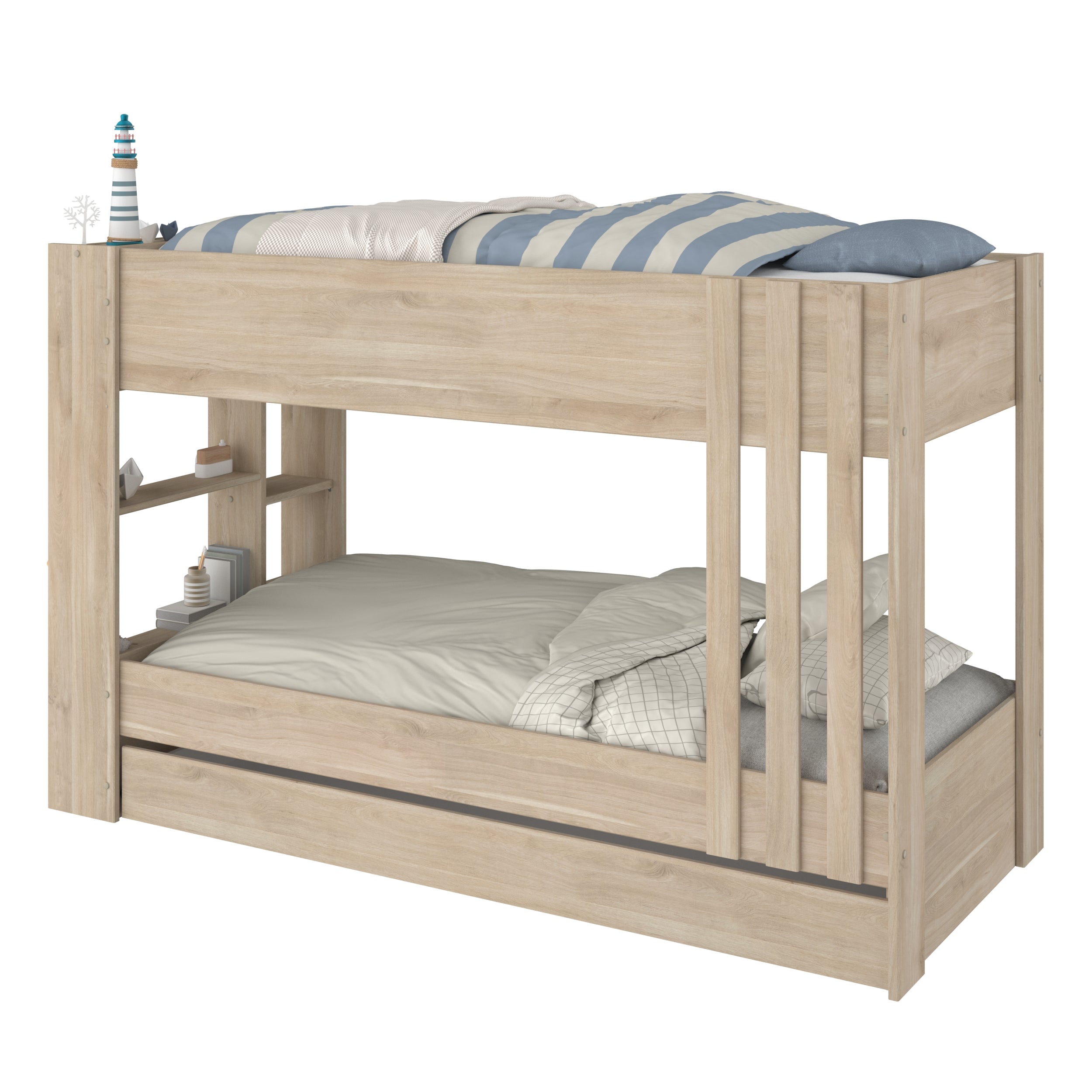 Escale Køyeseng med Uttrekkbar Gjesteseng 90x200 cm – Japansk Eik image