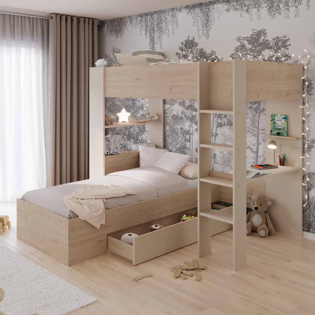 Køyeseng med skuff 90x200 – OASIS med mange monteringsvariasjoner!