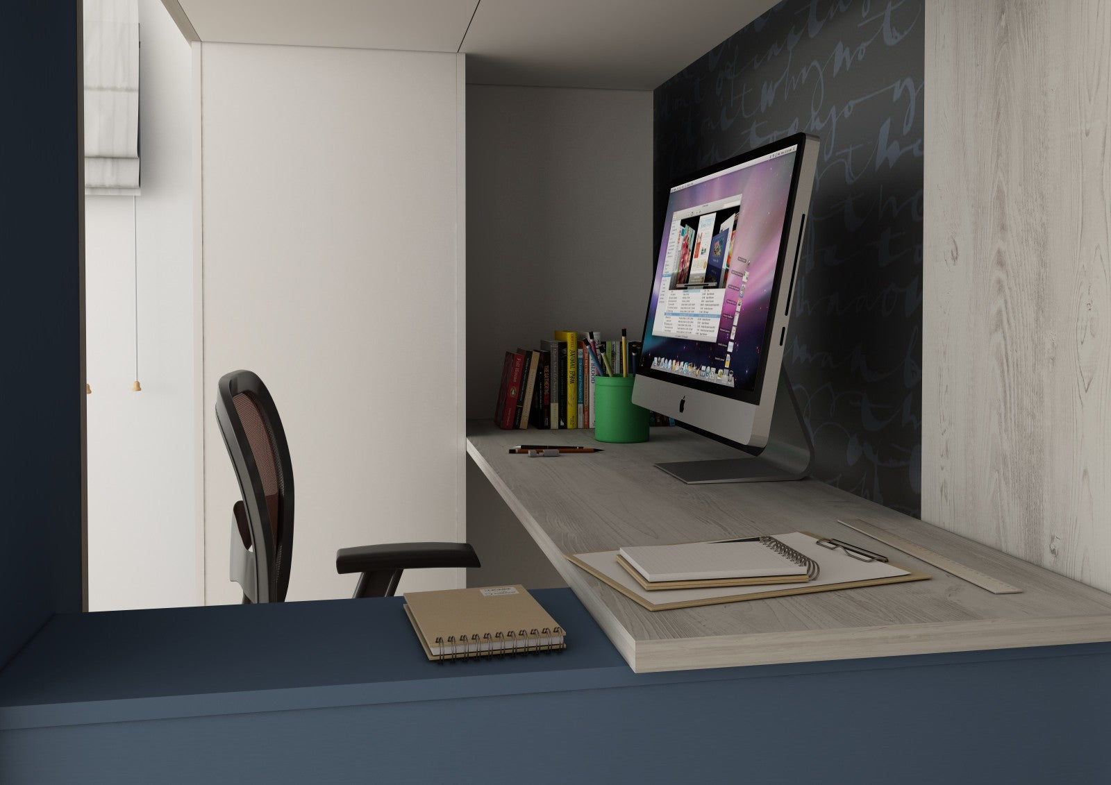 Trasman Studio Loftseng med Garderobe 90x200 - smokey blå