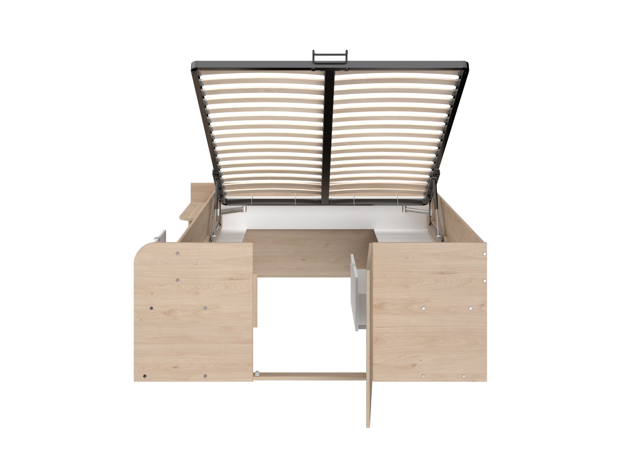 Space-UP 140x200 seng med garderobe og hyller - NATUR