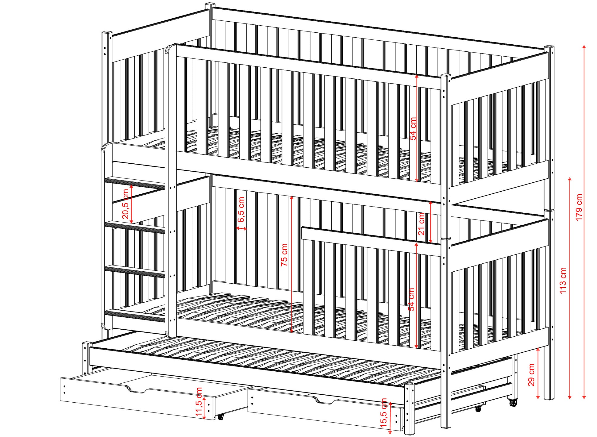 EMILKA køyeseng 80x160 - Hvit image