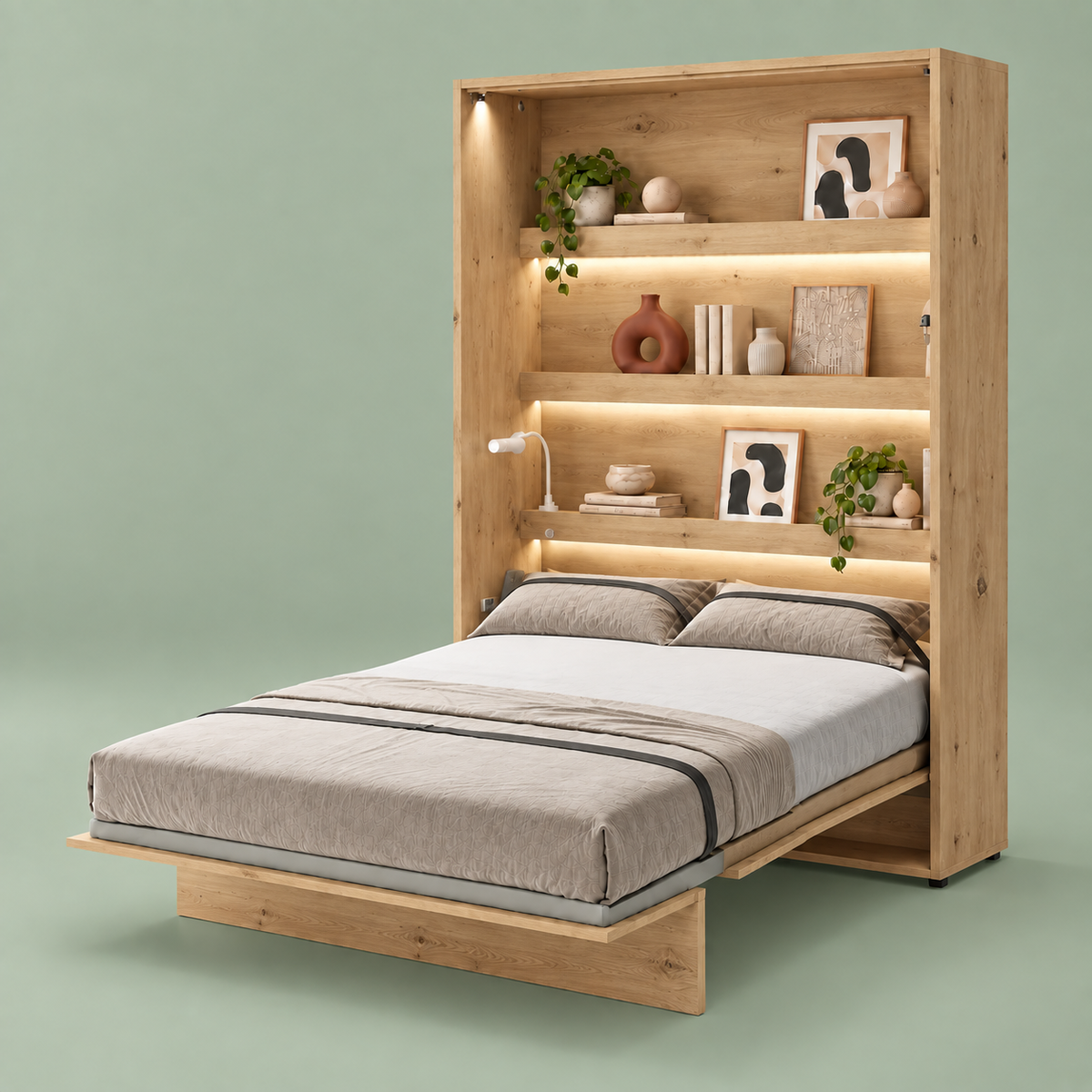 Skapseng Bed Concept 140x200 vertikal i artisan eik fra Lenart