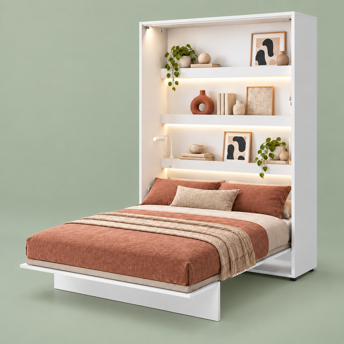 Skapseng Bed Concept 140x200 vertikal i hvit matt fra Lenart