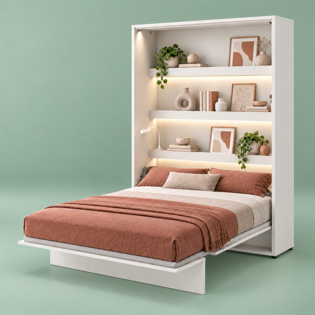 Skapseng Bed Concept 160x200 vertikal i hvit matt fra Lenart
