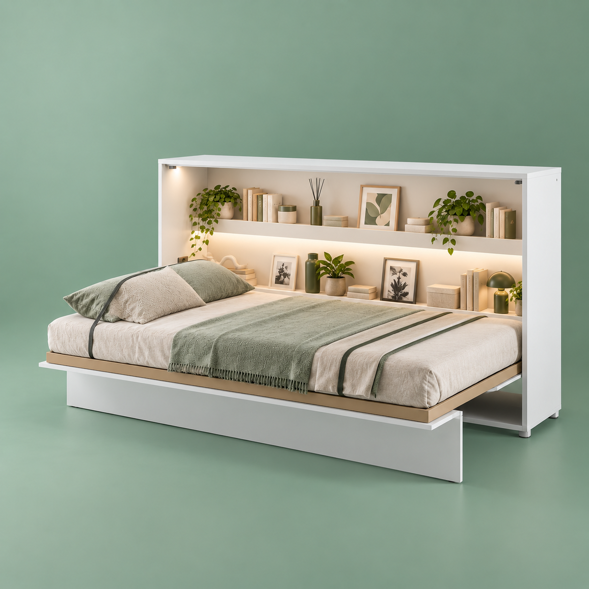 Skapseng Bed Concept 90x200 horisontal i hvit matt fra Lenart