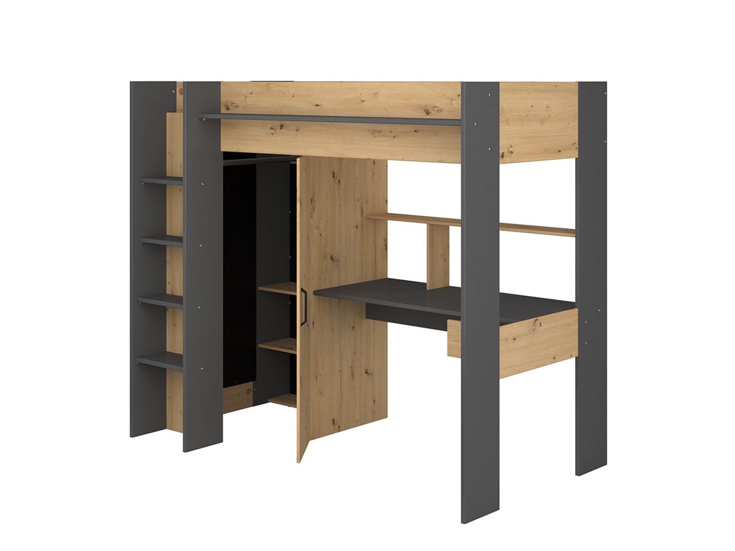 Grayson loftseng med skrivebord og garderobe