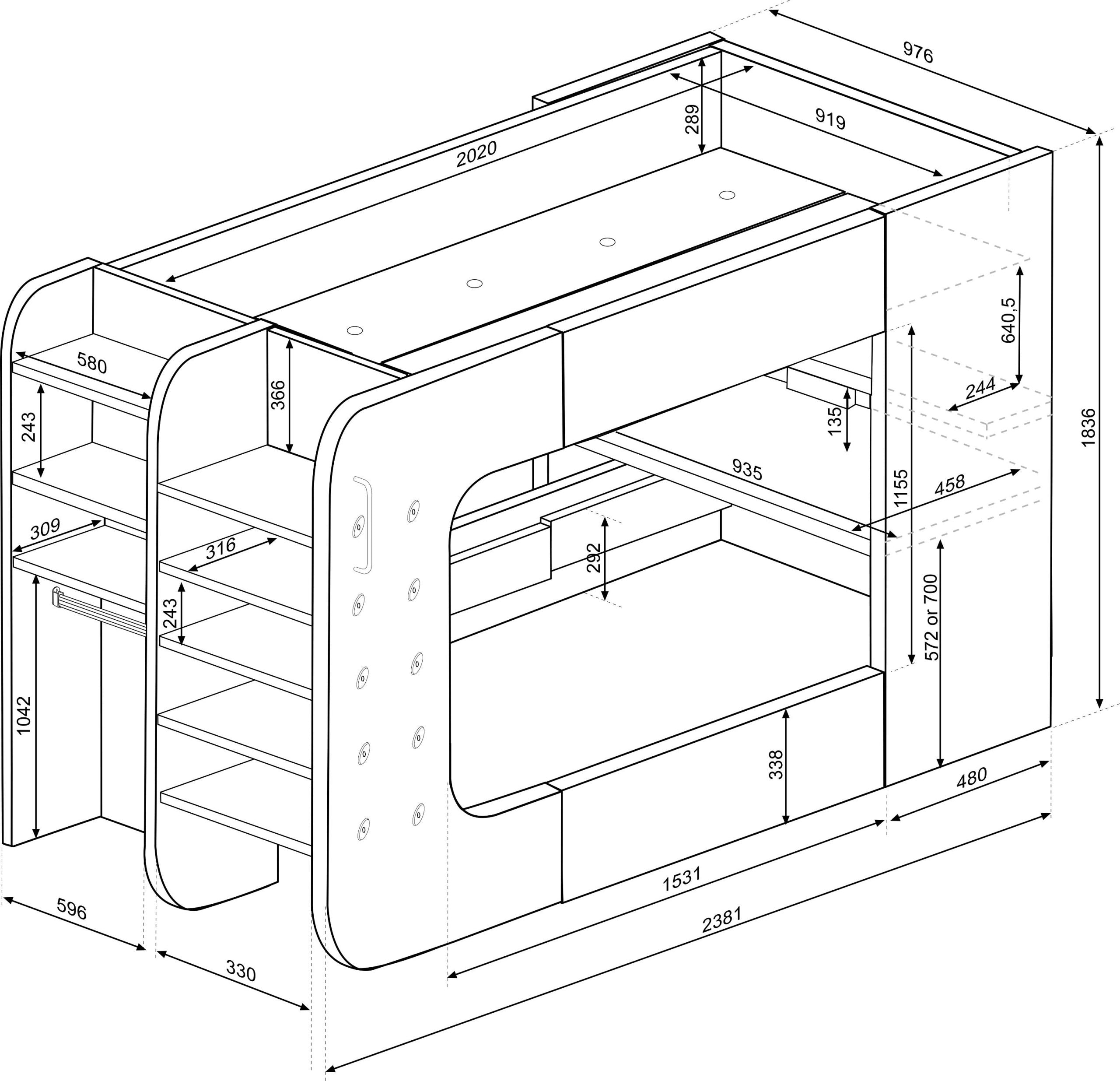 Gaming Loftseng med Skrivebord og LED – Perfekt for Gamere og Ungdom image
