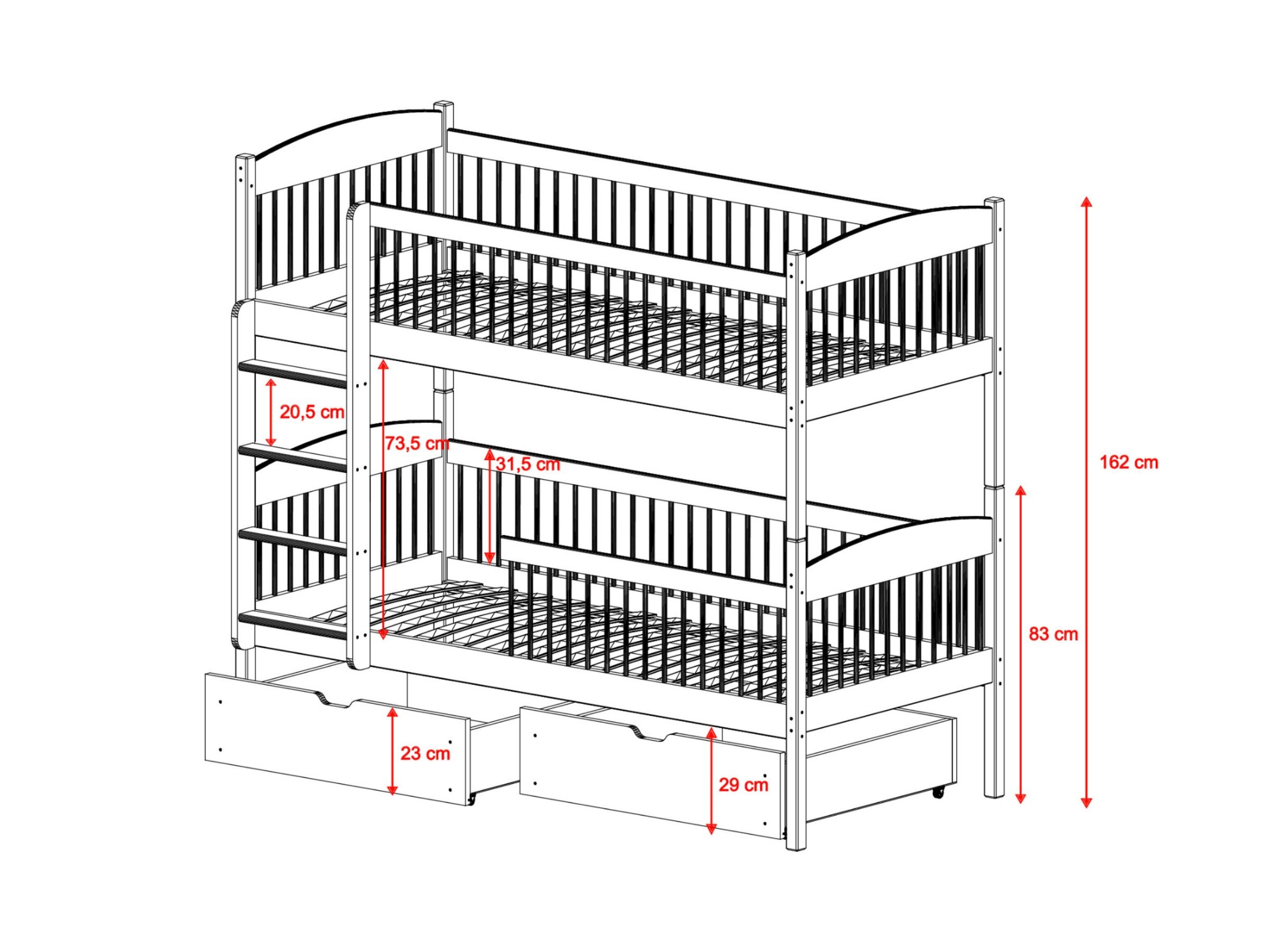 Luna Køyeseng 80x180 - Popiel image