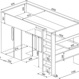 Trasman Studio Loftseng med Garderobe 90x200 - hvit image