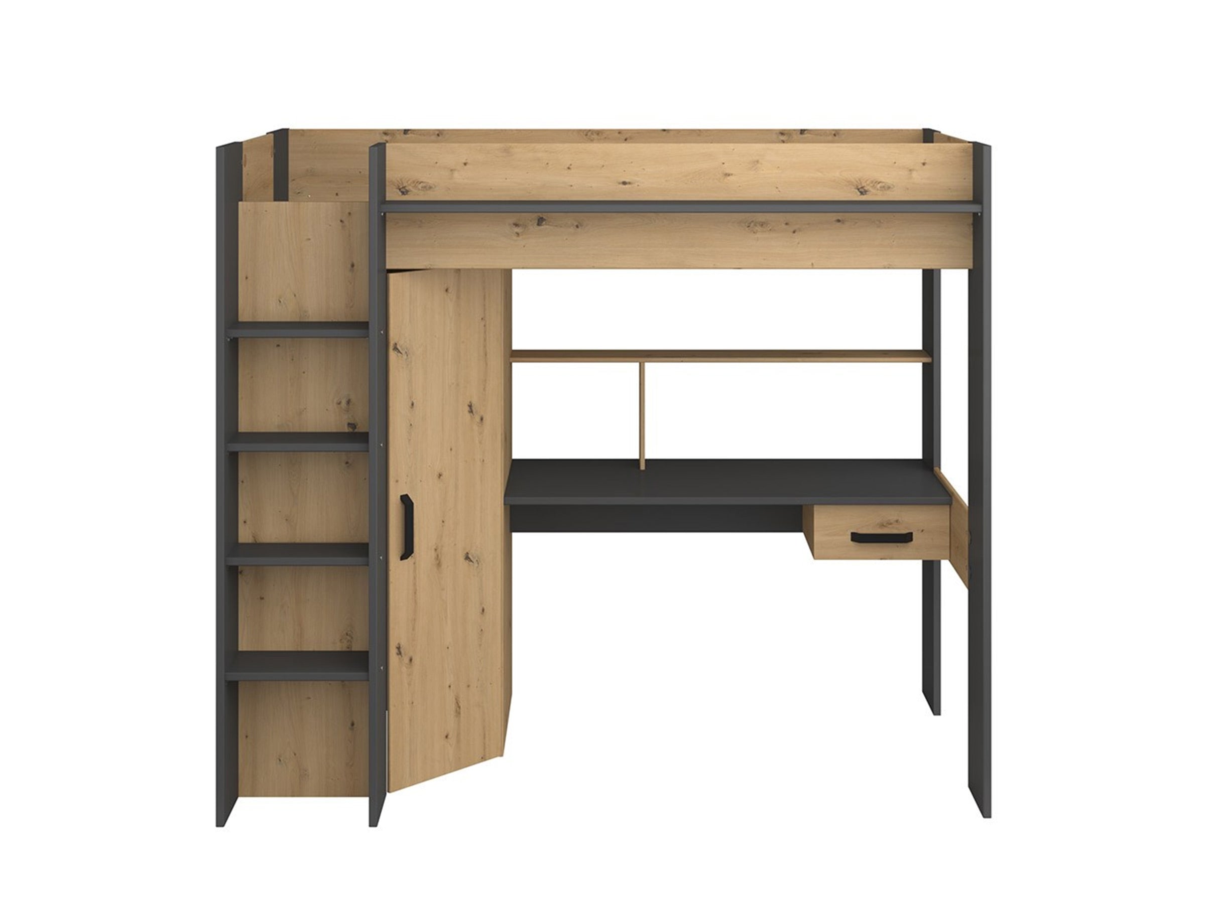 Grayson loftseng med skrivebord og garderobe