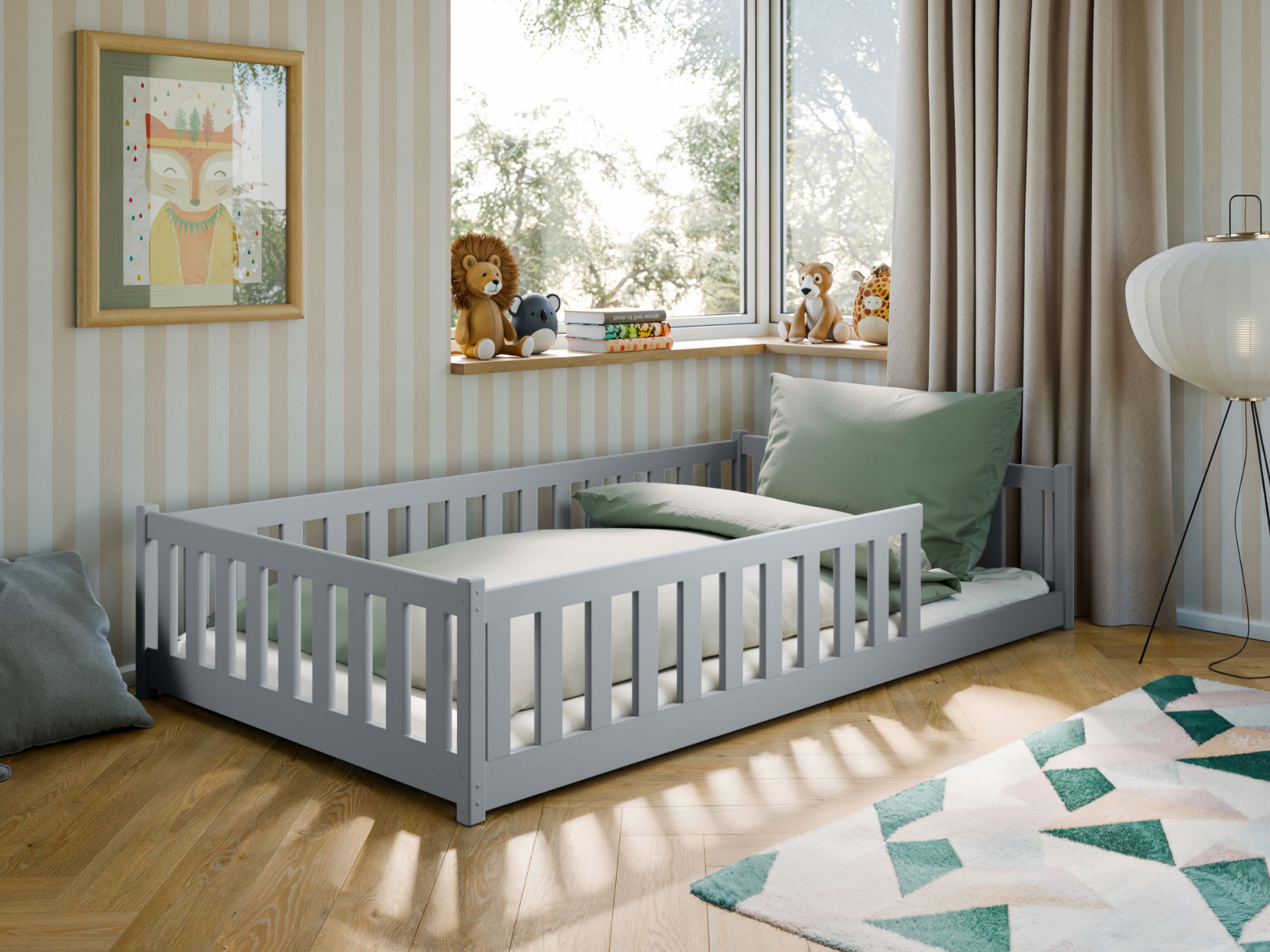 OTIS Montessori Gulvseng 120x200 cm – Askgrå image