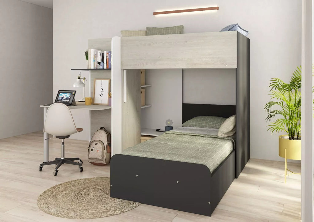 Palatino køyeseng med skrivebord - Shade - 90x190