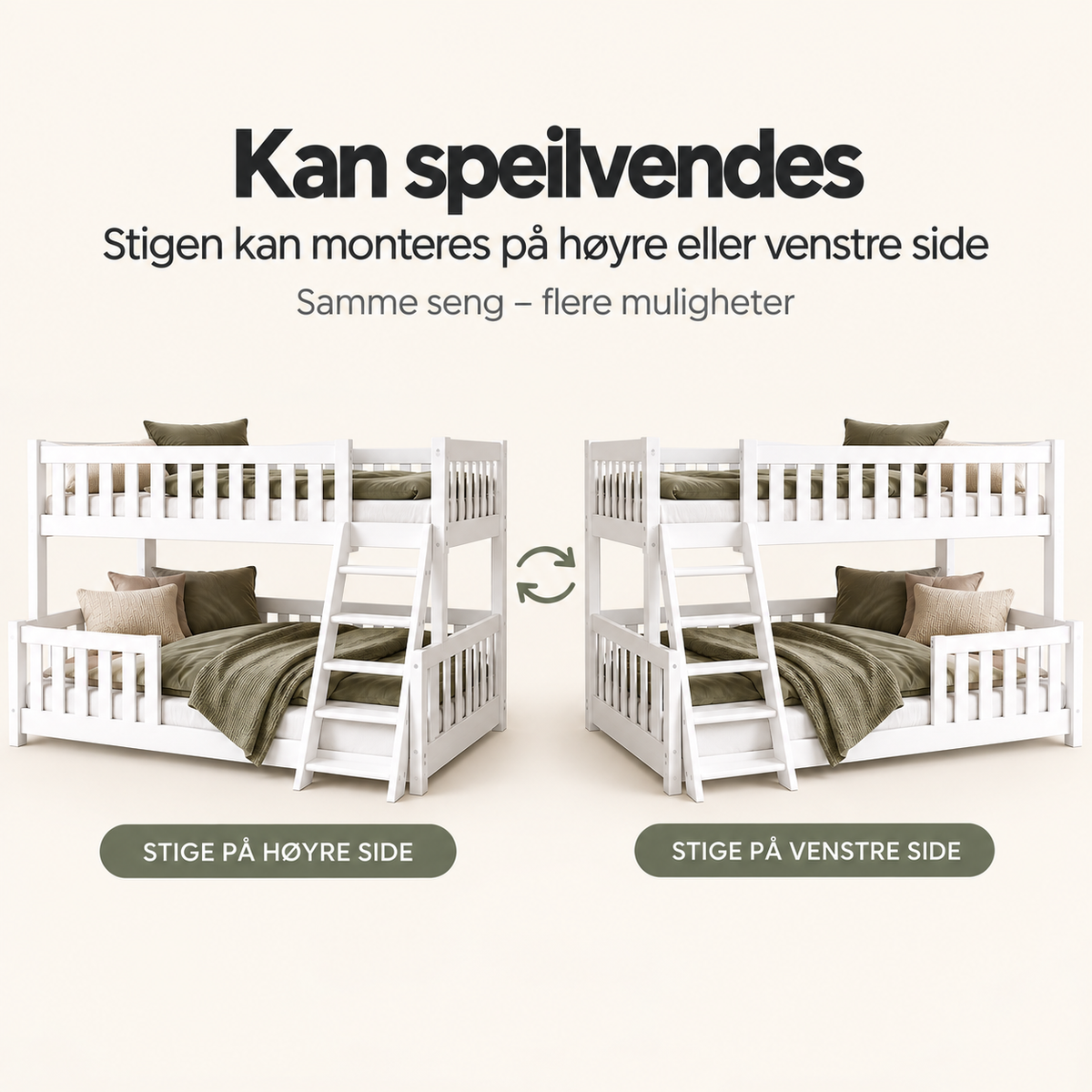 NICE Familiekøye 90x200 / 120x200 – HVIT