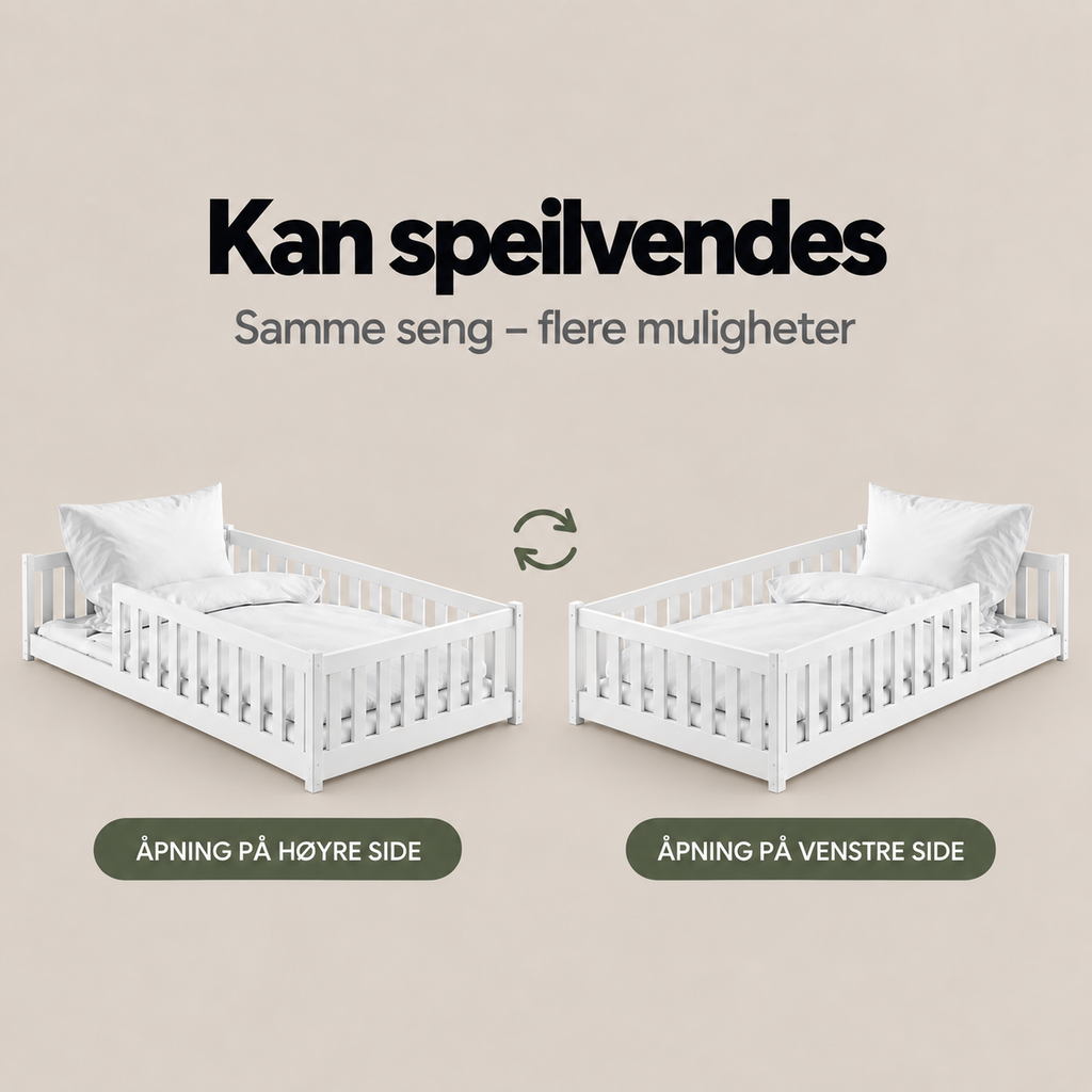 Montessori gulvseng for barn 120x200 Otis - HVIT