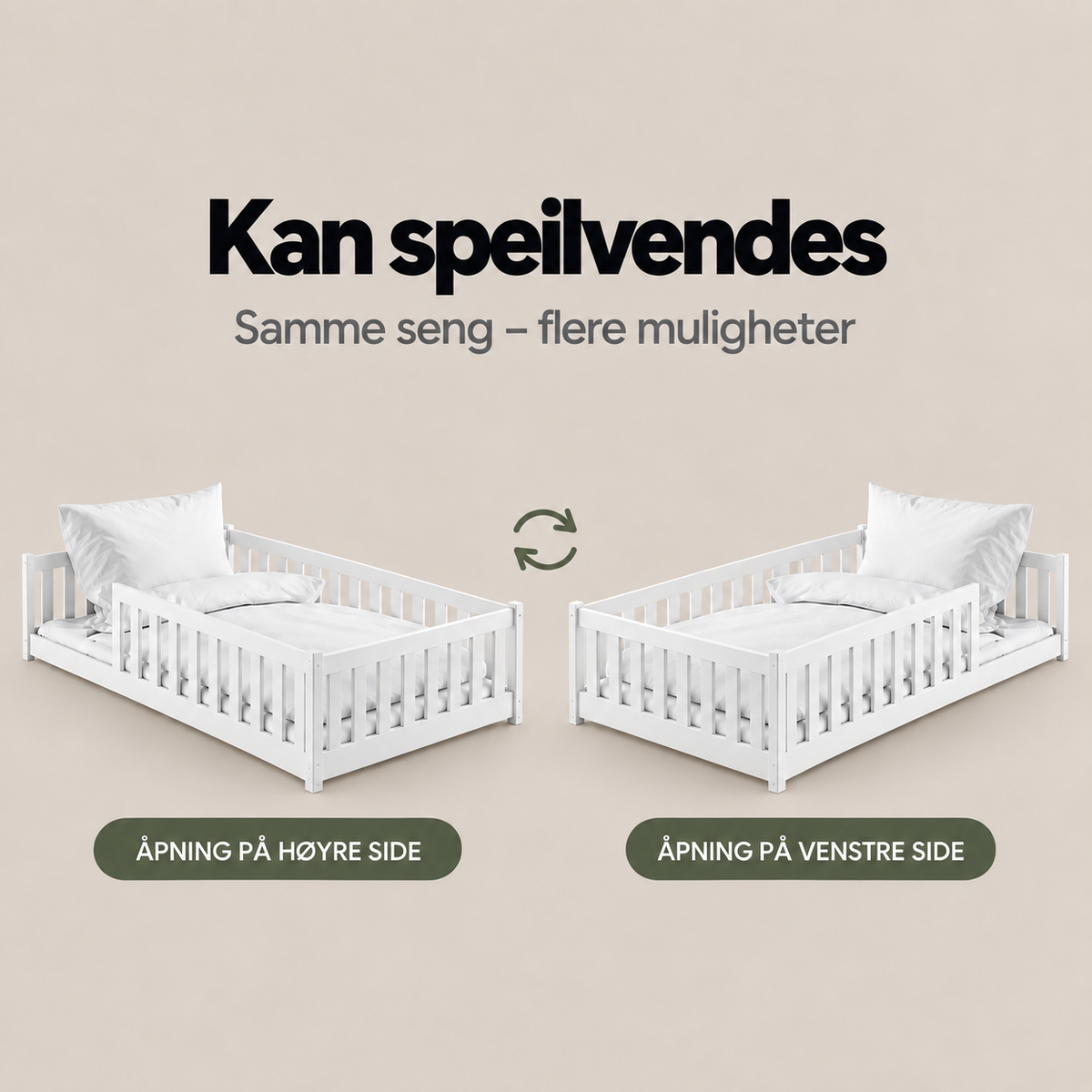 Montessori gulvseng for barn 120x200 Otis - HVIT