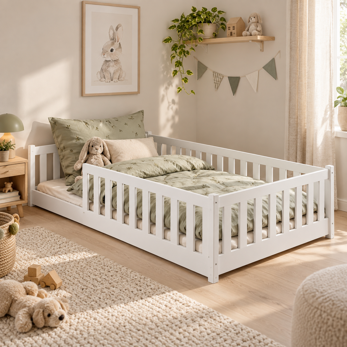 Montessori gulvseng for barn 120x200 Otis - HVIT