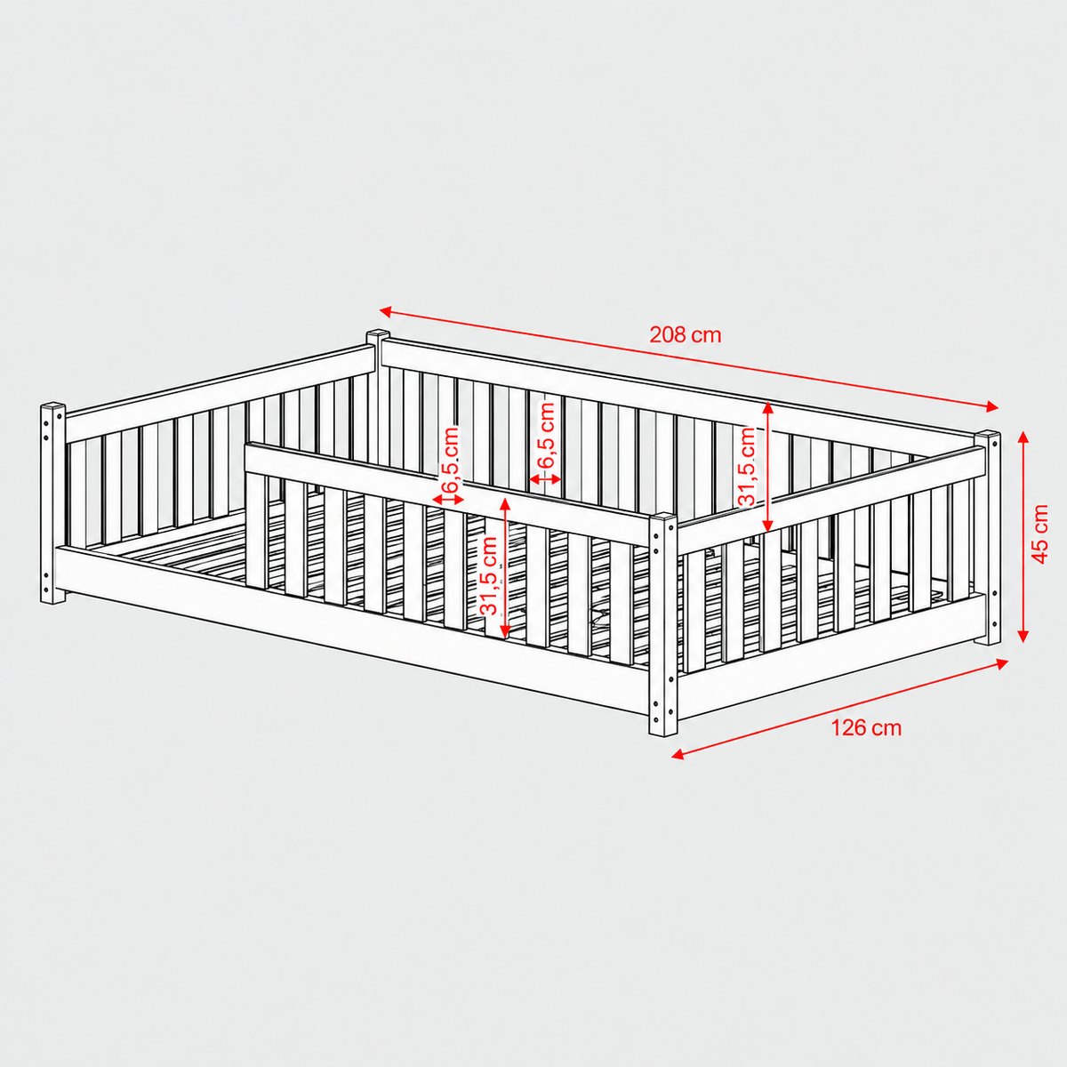 Montessori gulvseng for barn 120x200 – NATUR