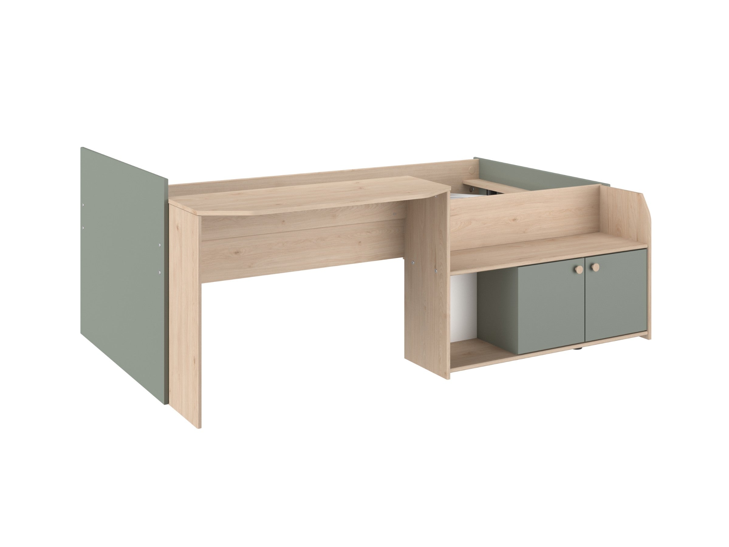 Halvhøy seng med skrivebord 90x200 - JADE