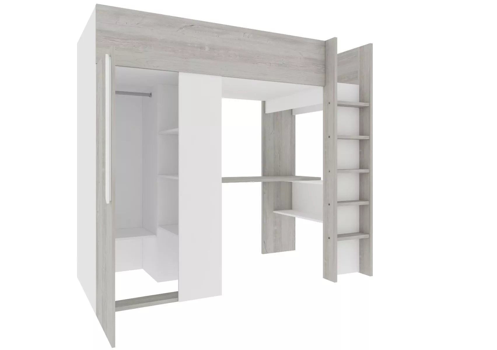 Trasman Studio Loftseng med Garderobe 90x200 - hvit image