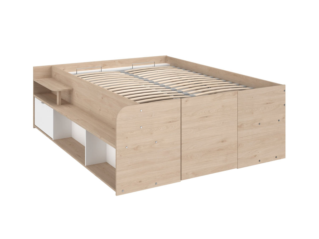 Space-UP 140x200 seng med garderobe og hyller - NATUR