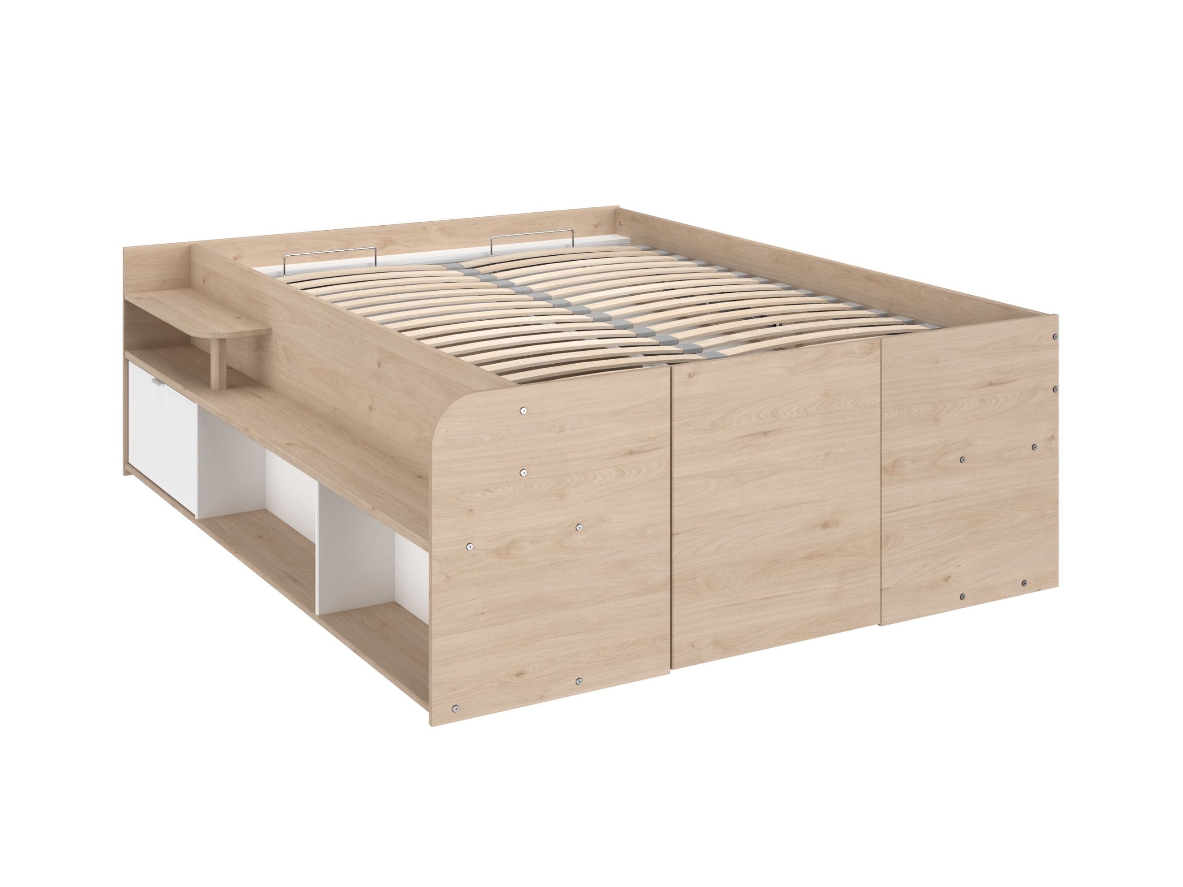 Space-UP 140x200 seng med garderobe og hyller - NATUR