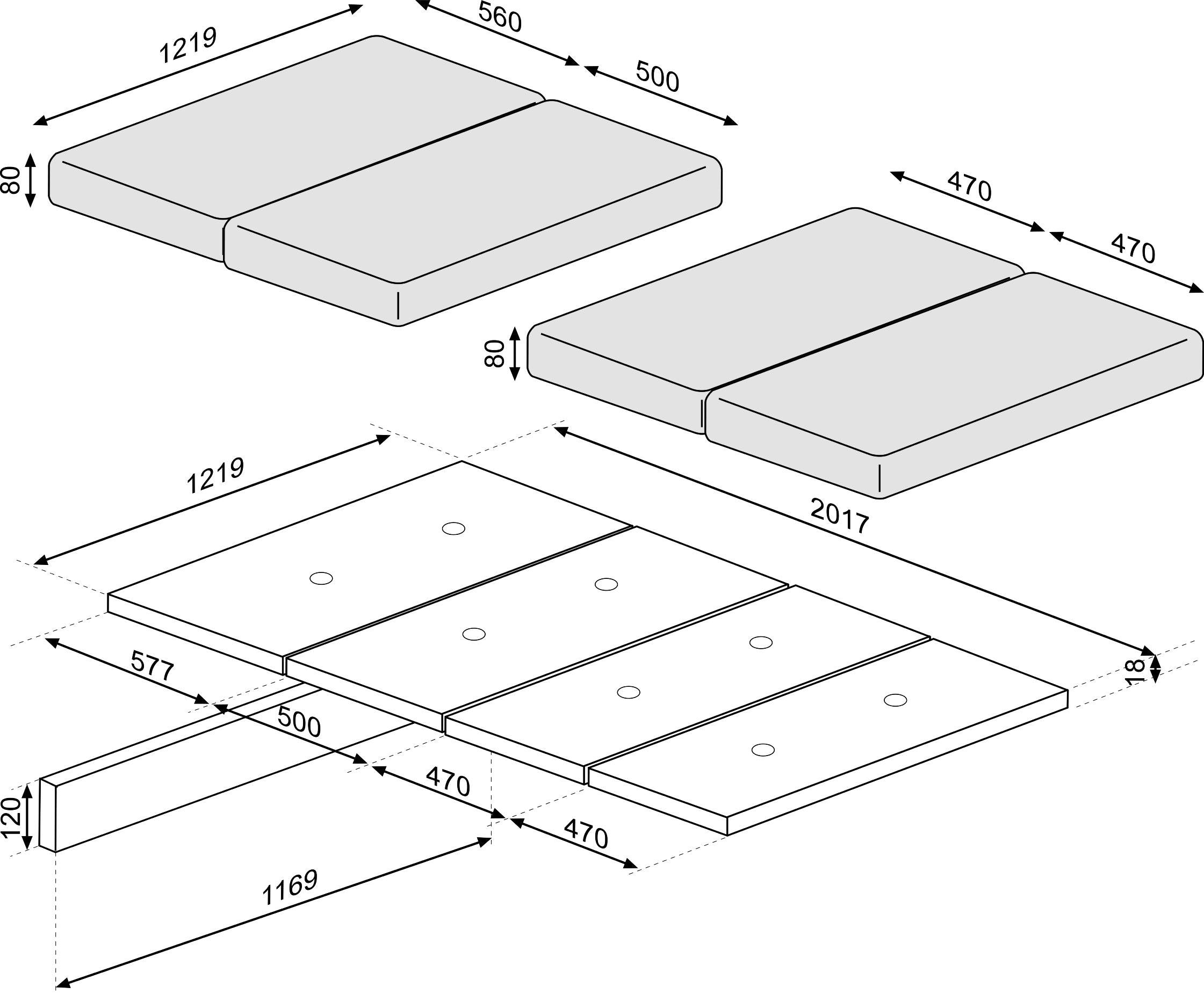 loftseng med sofa