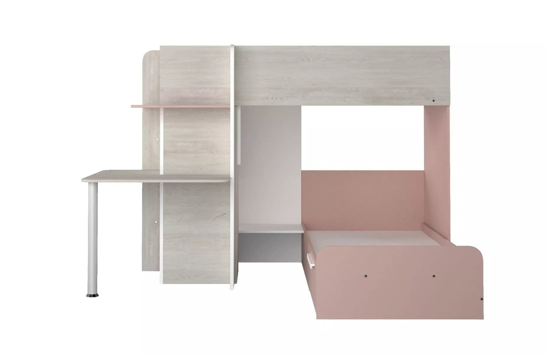 Palatino køyeseng med skrivebord - Antique Pink - 90x190