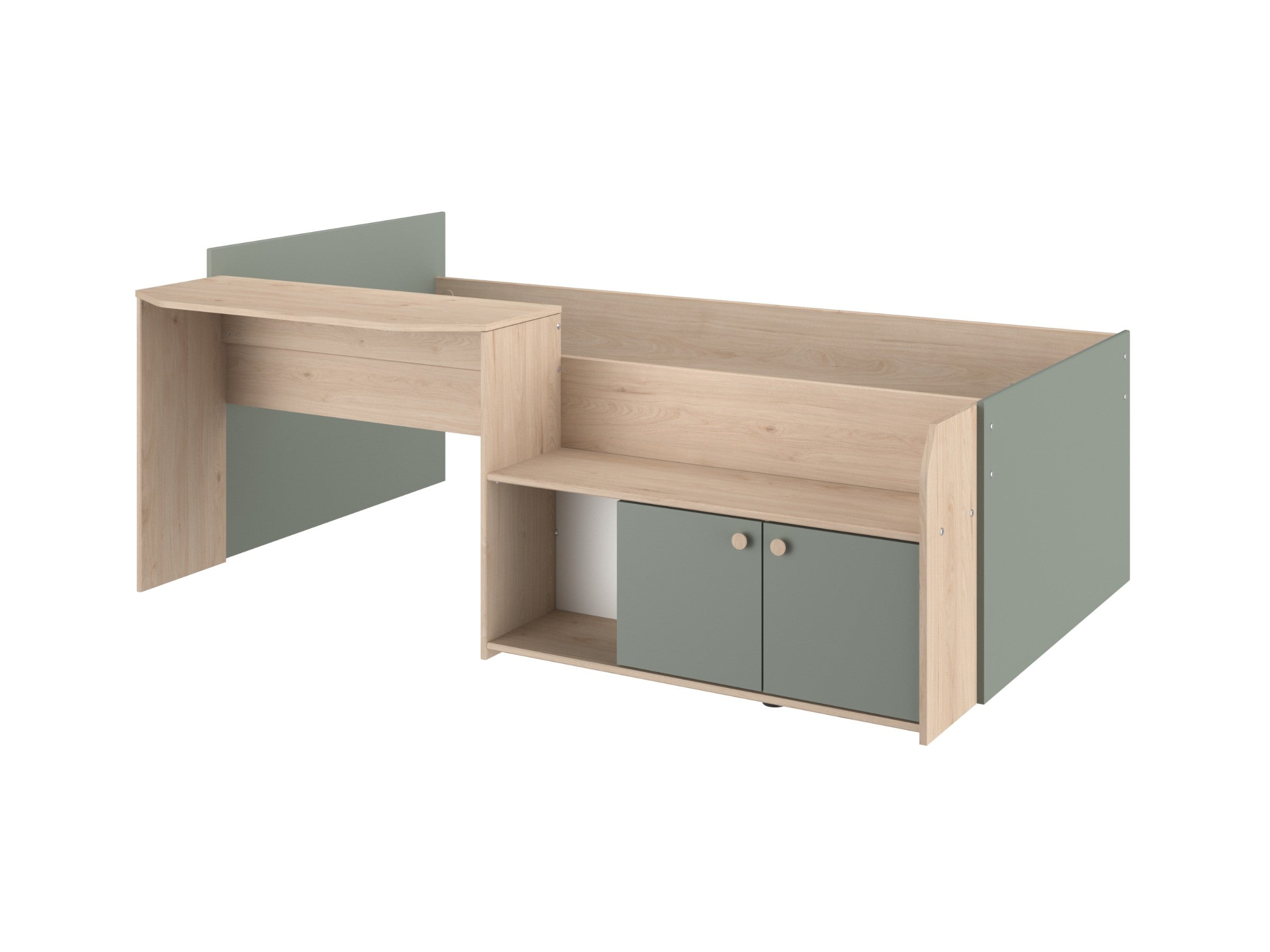 Halvhøy seng med skrivebord 90x200 - JADE